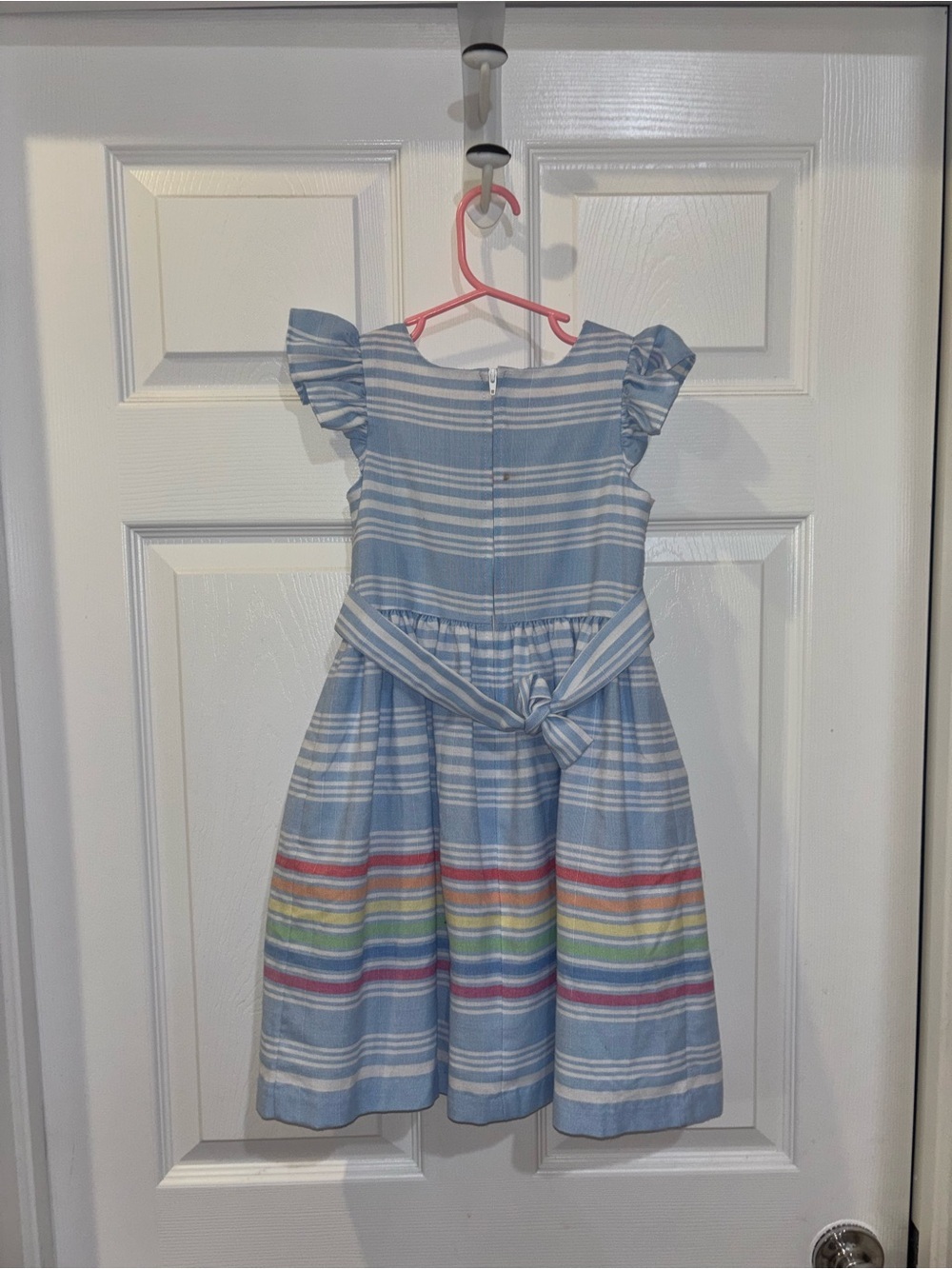 Bonnie Jean Girls SZ 5 Striped Flutter Sleeve Dress - Picture 3 of 4